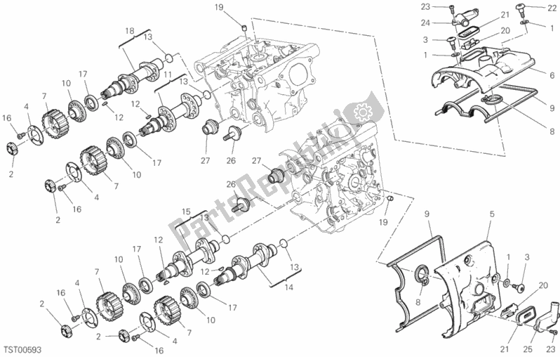 Toutes les pièces pour le Culasse: Système De Distribution du Ducati Monster 821 Stealth Thailand 2019
